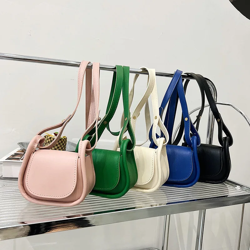 Small Saddle Bag Lipstick Coin Money Pouch Card Holder Fashion Candy Color PU Leather Mini Crossbody Bag Shoulder Bags for Women