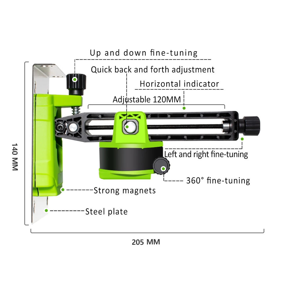 ZOKOUN LB07 Laser Level Fine-Tuning Wall Bracket Strong Magnetic Pivoting Hanging Base with 360° Adjustable Clip For 3D Laser