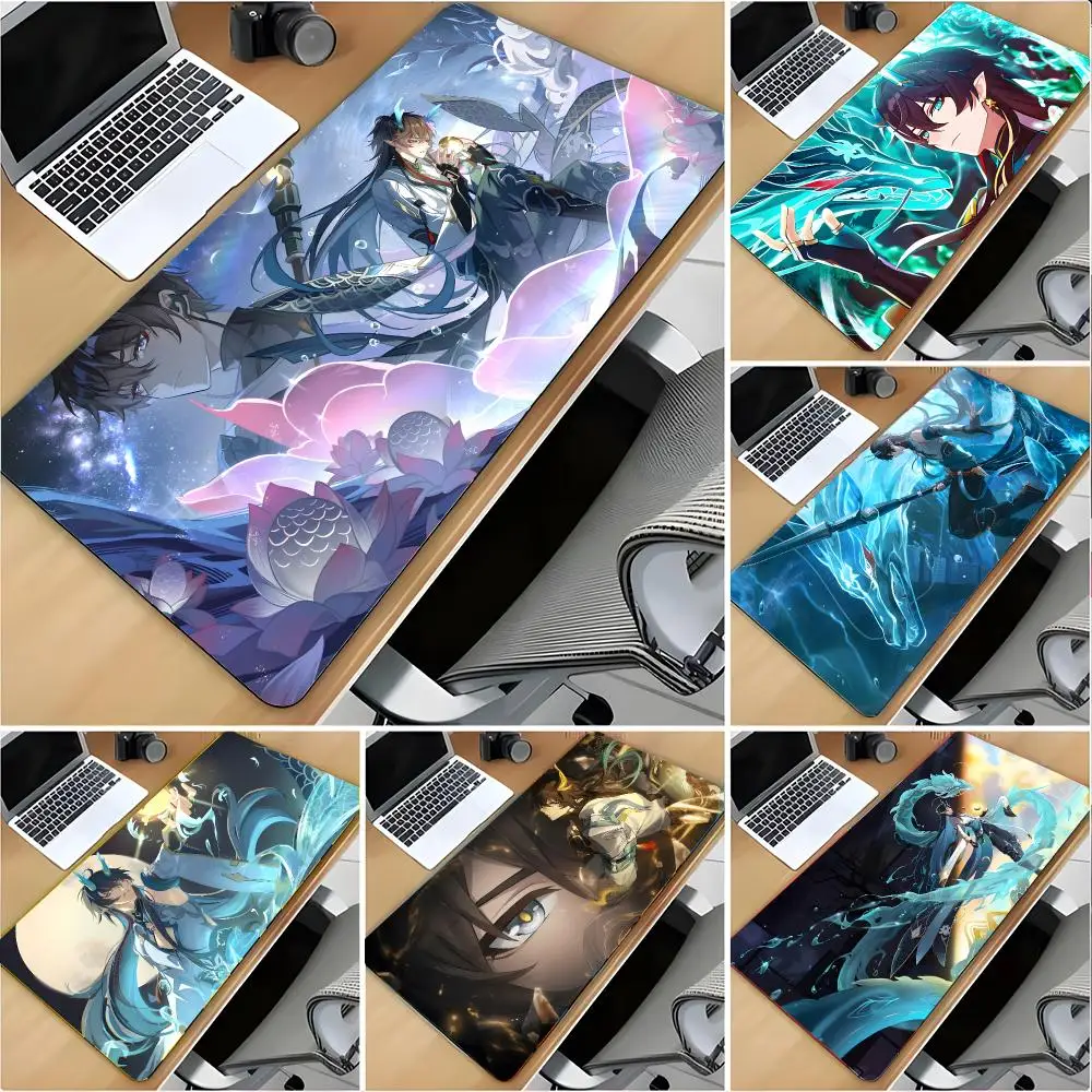 D-Dan Heng Honkai Star Rail Mouse Pad Large Mouse Pad Desk Mat Non‑Slip Gaming Board Game Mat with Stitched Edges