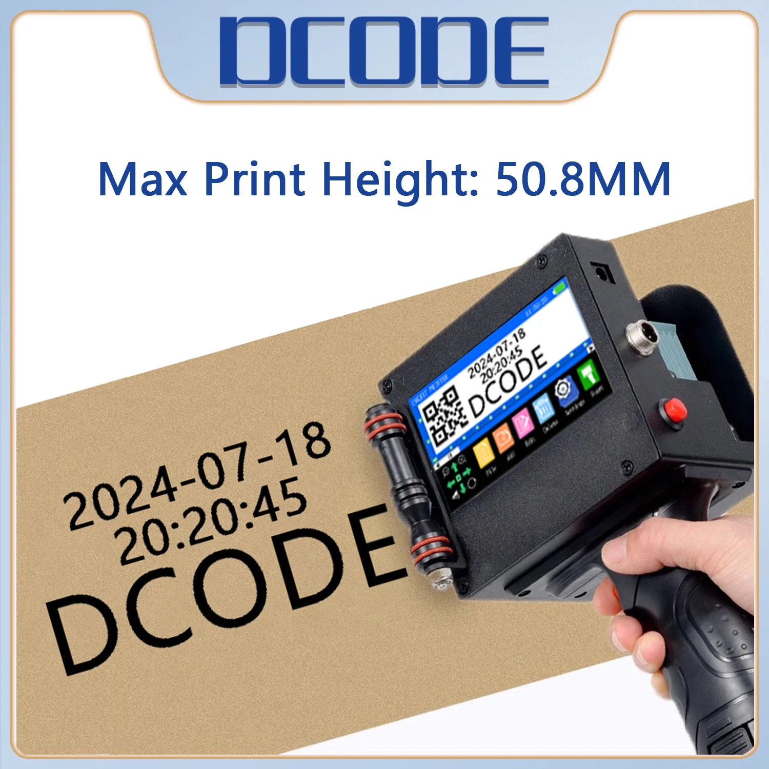 DCODE 530PLUS 50mm Portable Handheld Thermal Inkjet Printer QR Barcode Batch Number Logo Expiry Date TIJ Coding Machine