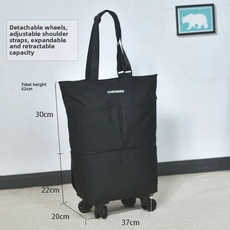 

Faionable Large Capaci Women's Travel Bag with Wheels Foldable ort Trip Handbag Soft Handle Korean Sle Ox Cloth