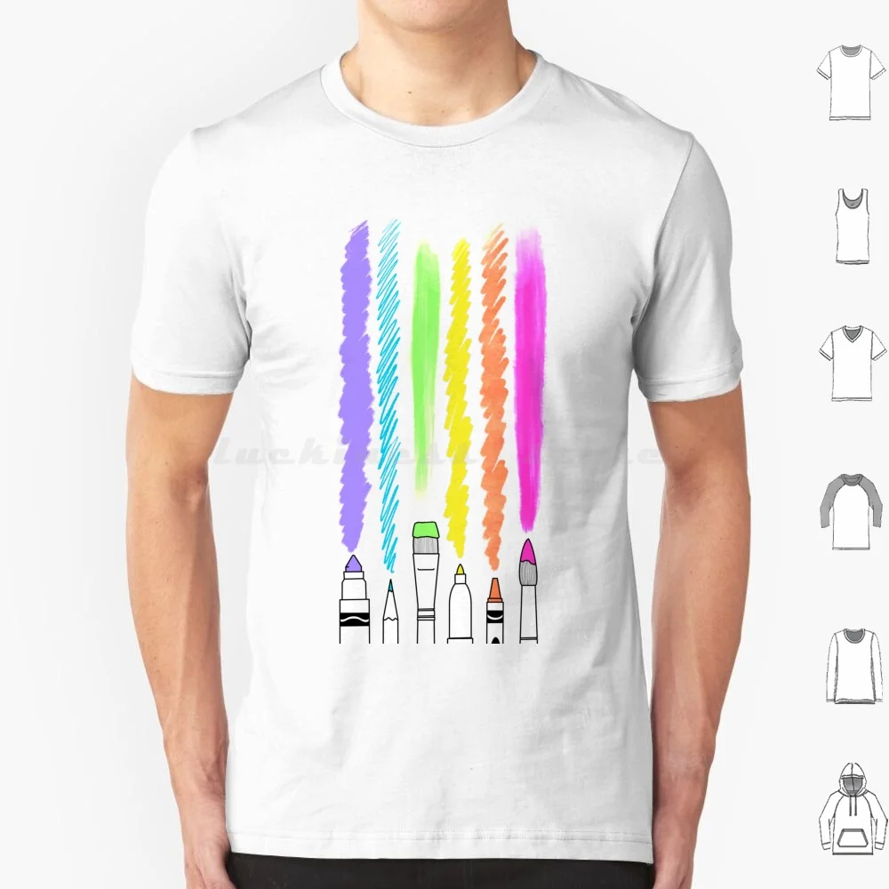 Art Day T Shirt 6Xl Cotton Cool Tee Art Supplies Art Teacher Artist Rainbow Colorful Paintbrush Crayon Sharpie Marker Permanent