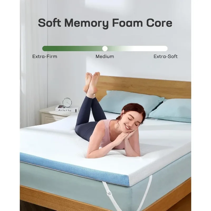 Coprimaterasso Queen, coprimaterasso in Memory Foam Gel da 3 pollici, coprimaterasso per alleviare il dolore del corpo, con copertura rimovibile ed elastico