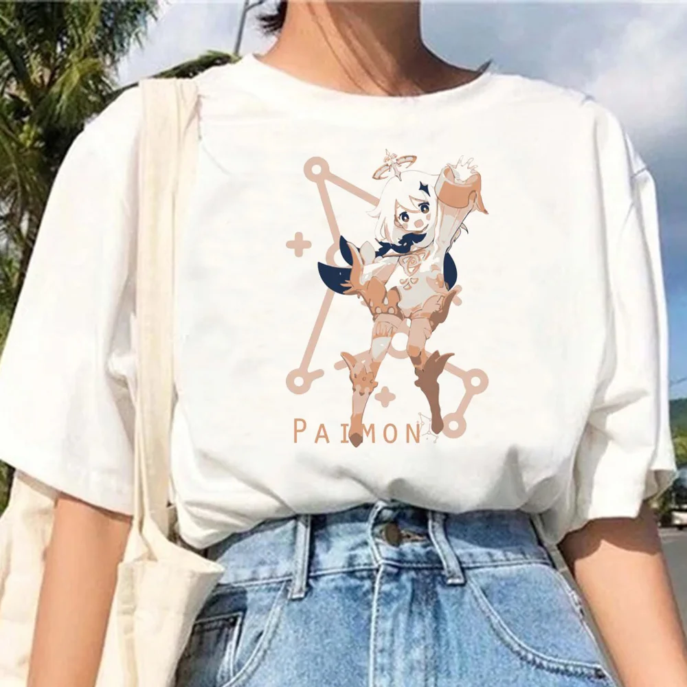 

Женский летний топ Genshin Impact Y2K, футболки с рисунком манги, y2k, дизайнерская одежда