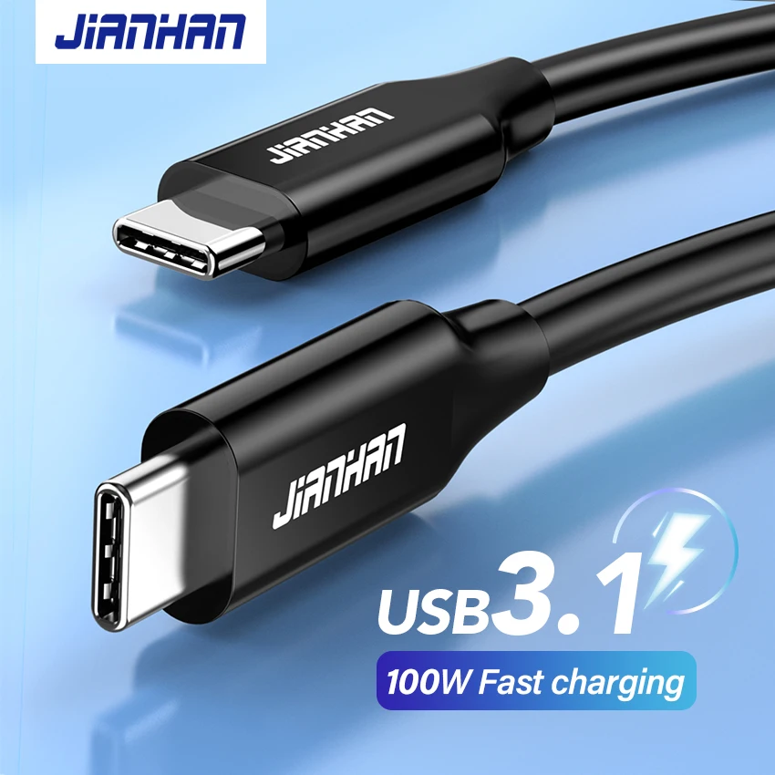 JianHan USB C to USB C Cable 100W PD 5A Fast Charging Type C to Type C Cable for iPhone Samsung Huawei Xiaomi LG Google USB Type