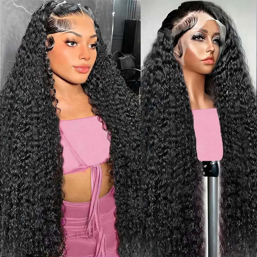 200 Density 40 Inch Curly Brazilian Lace Wig 13x6 Lace Front Wigs Human Hair 5x5 Closure Glueless With Baby Hair For Black Women