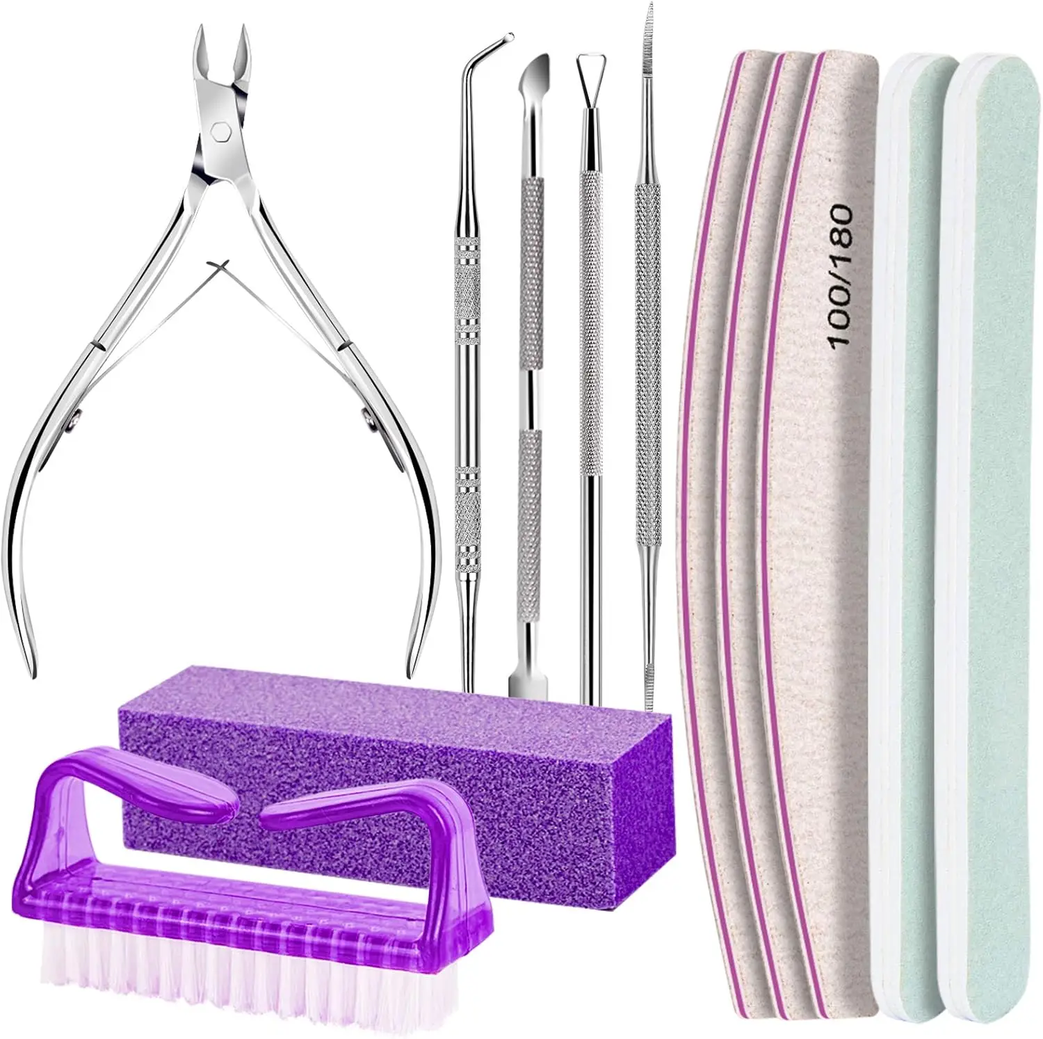 

Professional Manicure Pedicure Kit with Nail Files Buffer Cuticle Tools