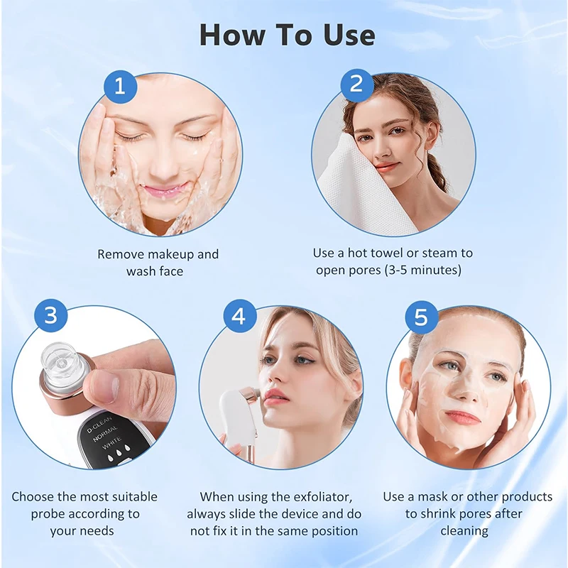 Aspirateur de points noirs, nettoyeur de pores, électrique, boutons, acné, élimination de la tête noire, Cycle d'eau, points noirs, Rechargeable par USB