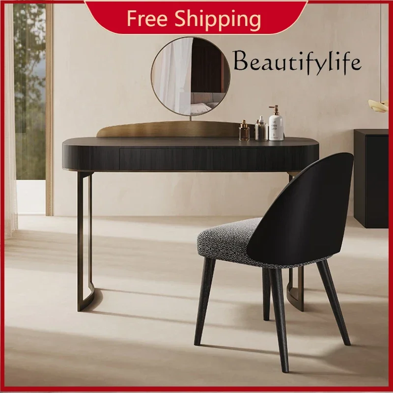 

W Large Chair Mirror Vanity Table Wood Storage Black Set Drawers Bedroom Dressers Makeup Desk Girl Stool Penteadeira Furniture