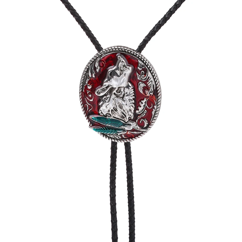 New American western cowboy wolf head bolo tie tie summer shirt bolo tie clip