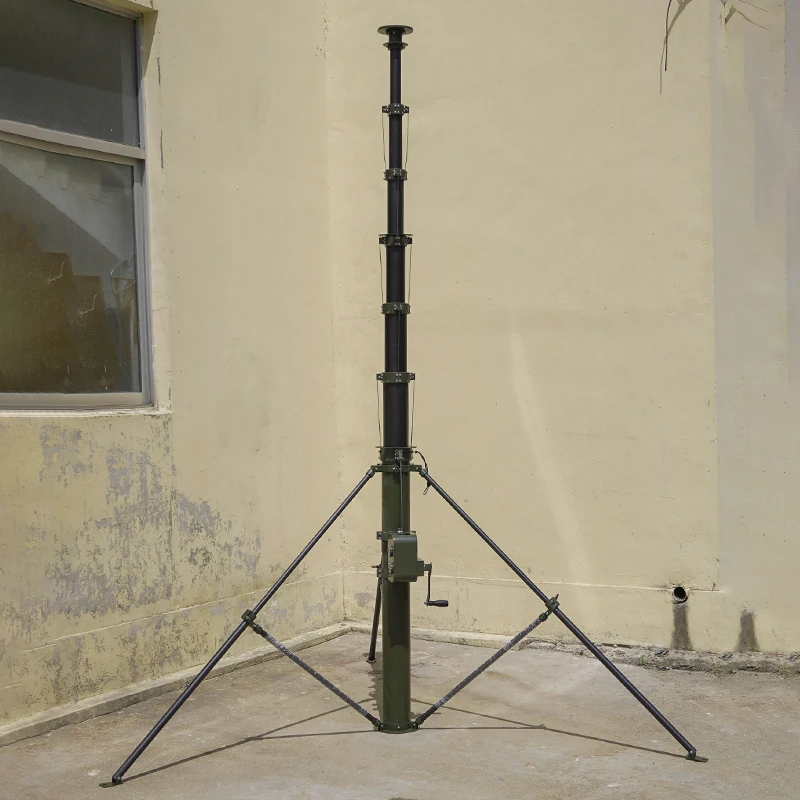 8-15m Portable Lightweight Manual Telecommunication Tower Telescopic Antenna Mast Pole with Tripod for Antenna Installation