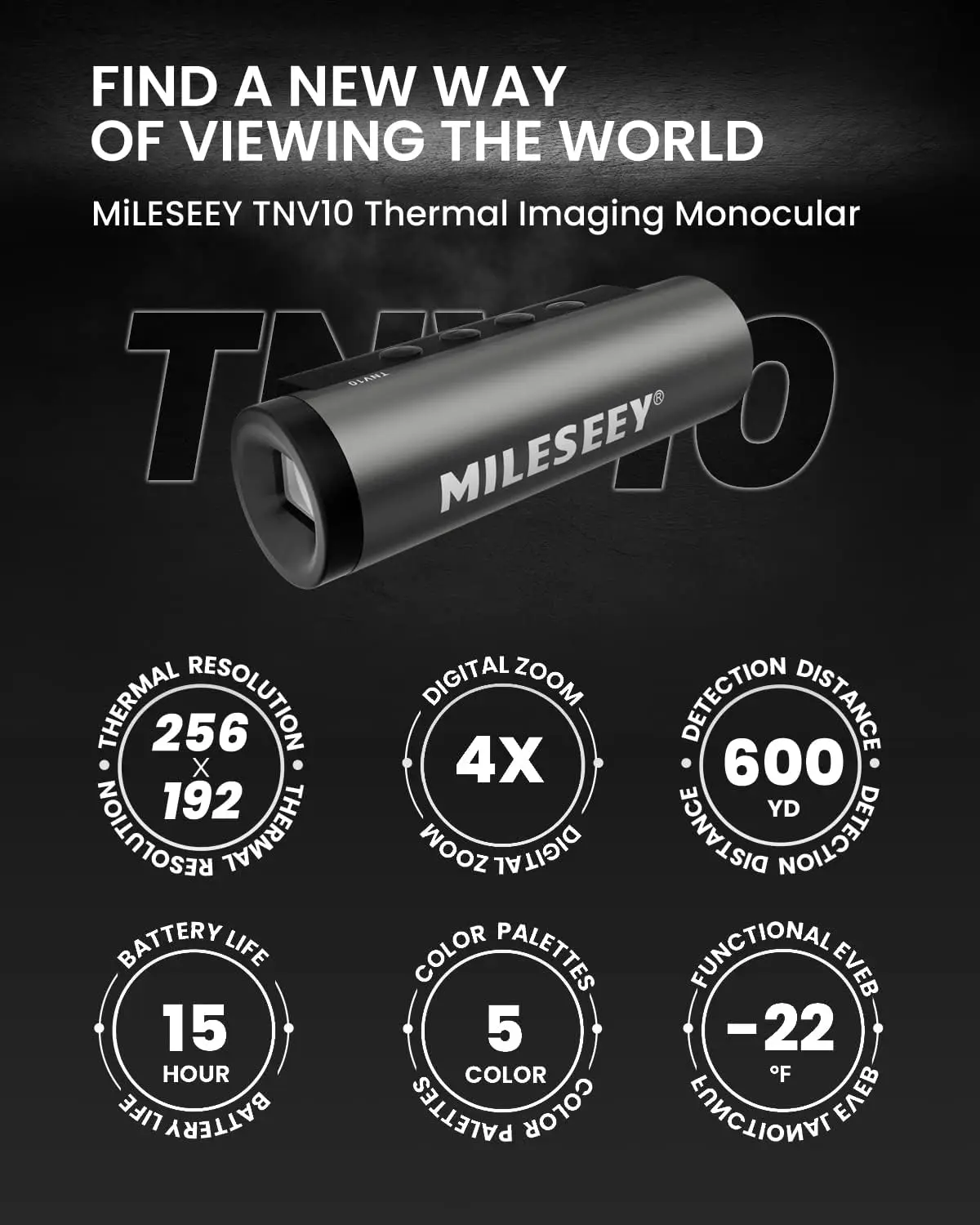 Monoculaire T-Recon Hunter, 256x192 (25 Hz) TNV10 Vliegtuigen Mg-Al Legering Thermische Monoculaire voor Jacht Handheld Thermische Beeldvorming