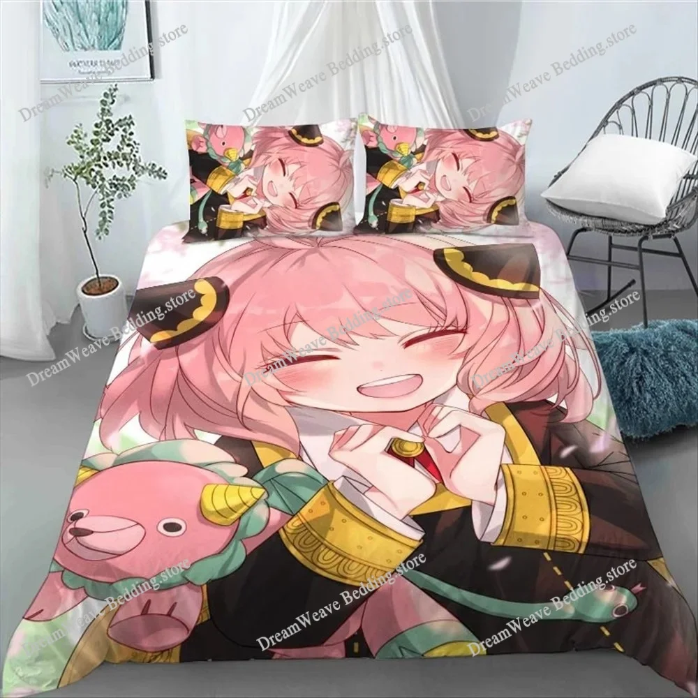 

Hot 3D Anya Forger Spy X Family Duvet Cover with Pillowcases Polyester Fabric Bedding Set Family Boy Kid Set Quilt Cover Set