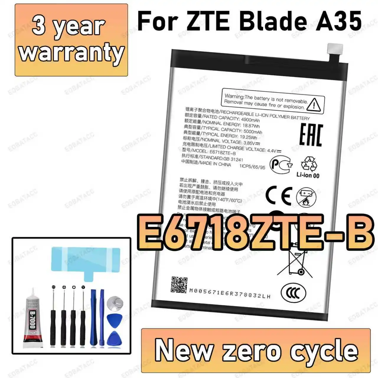 

100% New High Quality E6718ZTE-B Battery For ZTE Blade A35 Replacement Battery Bateria