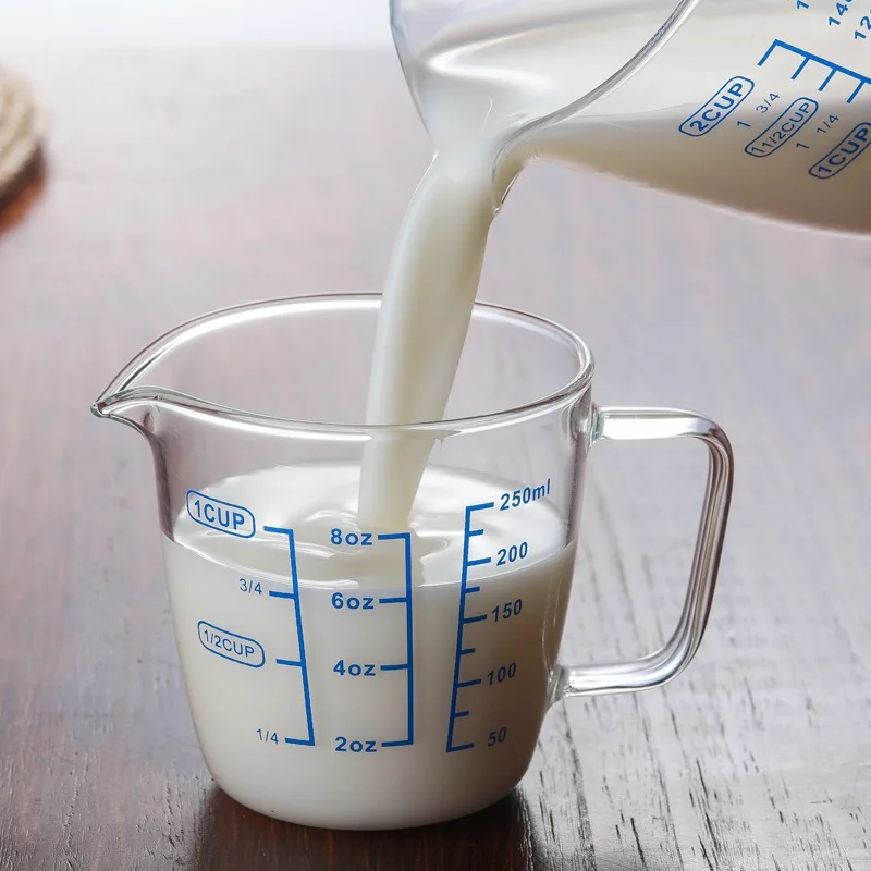 Glass Measuring Cup With Handle High Borosilicate Glass Milk Coffe Measuring Mug Heat Resistant Kitchen Measuring Jug LJLB01