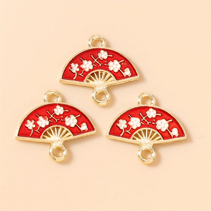 20 Stück 16x14mm Niedliche Emaille-Blumen-Fächer-Anhänger Verbinder für Schmuckherstellung DIY Halsketten Armbänder Handgemachtes Zubehör – Detail 5
