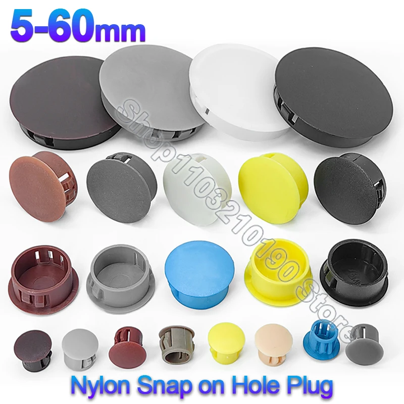 Colorful Snap on Nylon Plastic Plug Plugs 5/6/7/8/9/10/11-60mm for Profile Pipe Wall Cable Hole Cover Furniture Desk Caps Gromet
