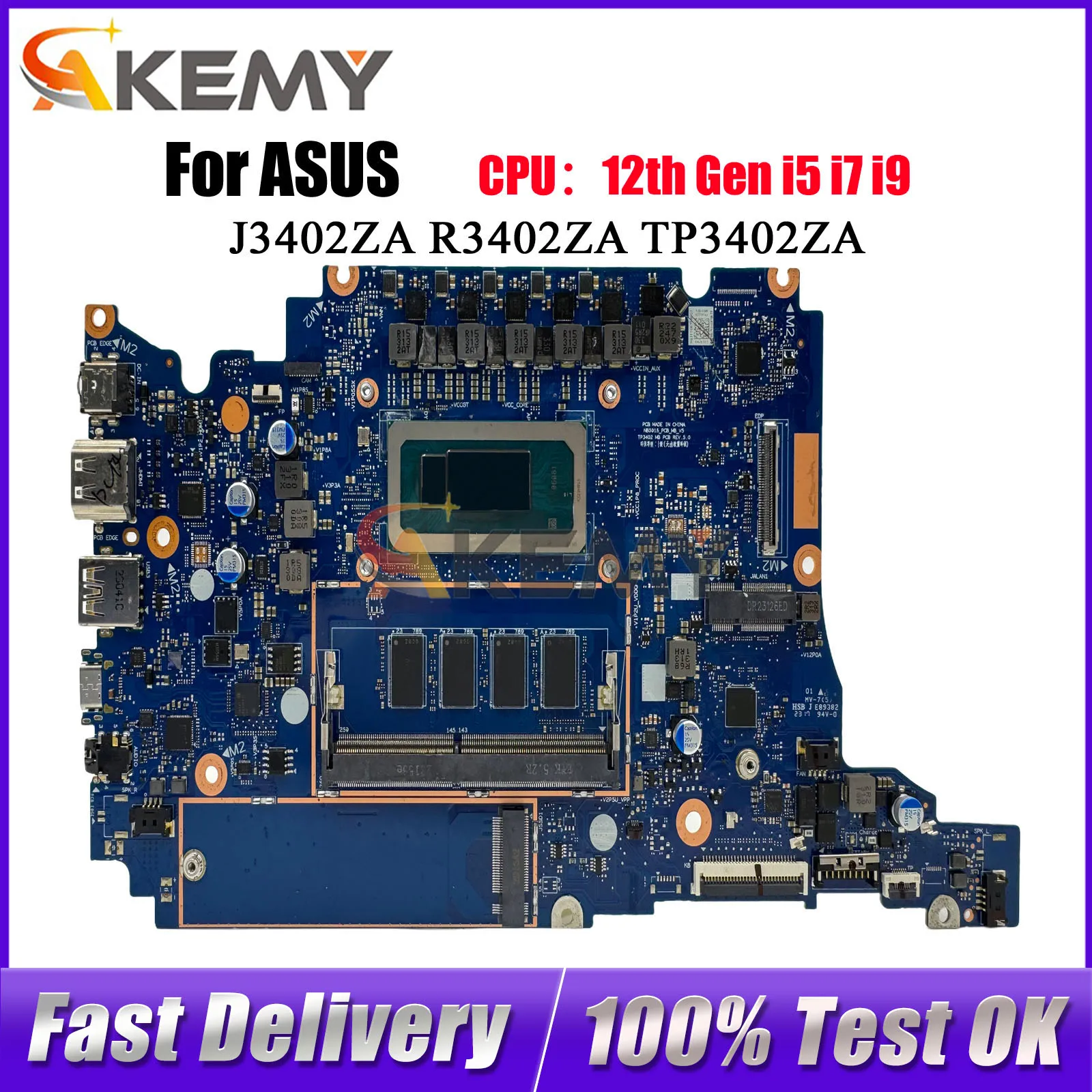 

Материнская плата TP3402ZA для ноутбуков ASUS VivoBook Flip J3402ZA TP340ZA TP3402 R3402ZA с процессорами 12-го поколения i5, i7, i9, протестирована, в наличии