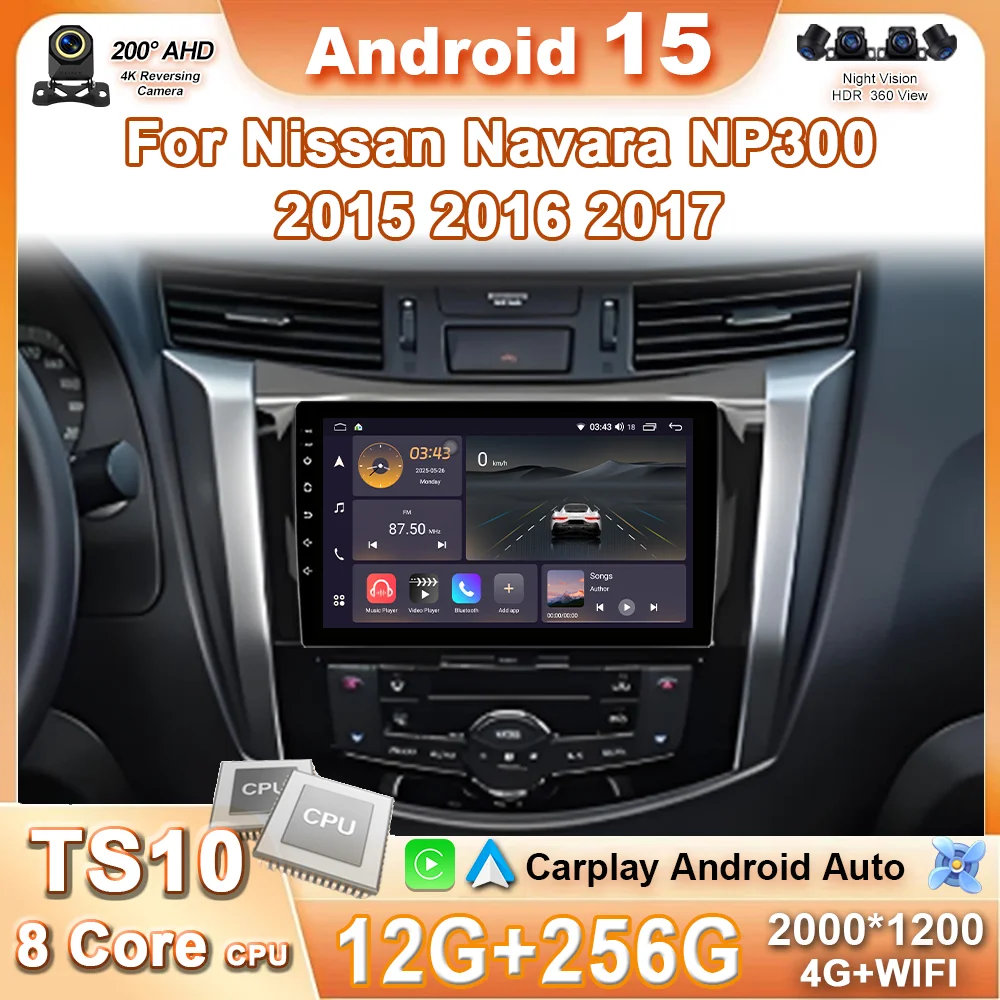 

10" Android Auto For Nissan NAVARA Frontier NP300 2015 - 2024 Car Radio Multimedia Video Player 4G BT GPS Navigation QLED screen