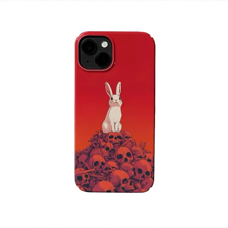 

Ins Korean Red Skull Rabbit Phone Case for IPhone 17 Air 16E 15 14 Plus 13 12 Mini 11 Pro Max 12 Pro Back Cover XS XR SE Case