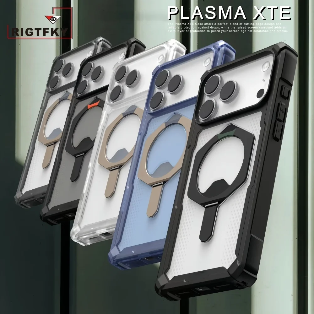 

Heavy Duty Armor Shock Phone Case For Iphone 17 Air 16 15 14 Plus 13 12 Pro Max Magnetic Stand transparent Protective Back Cover