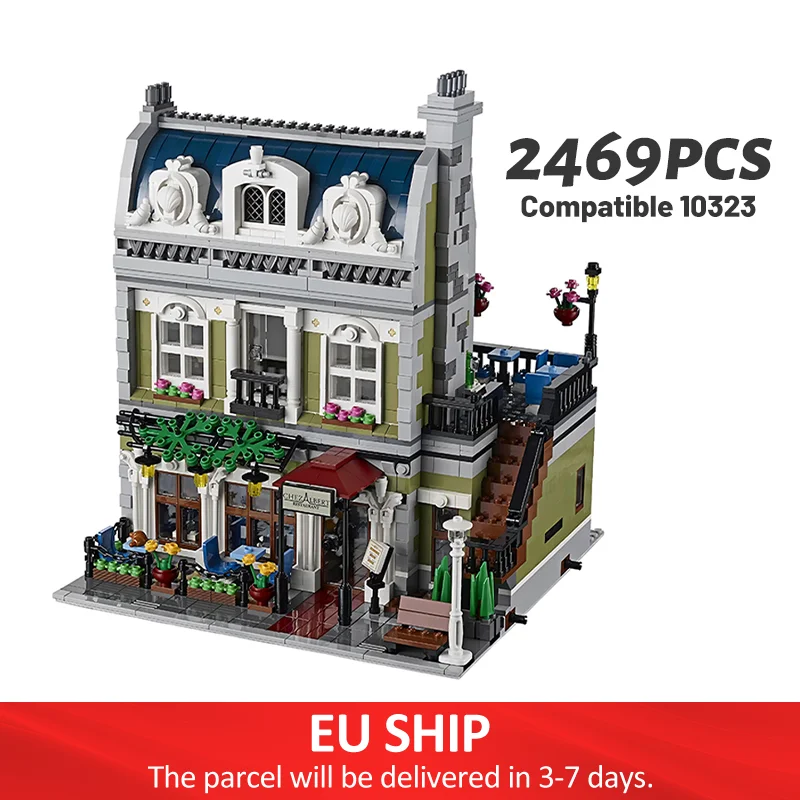 2469 pz Ristoranti Parigiini Building Blocks Street View Modello Casa Architettura Mattoni Giocattoli Regalo Di Natale Compatibile 10243