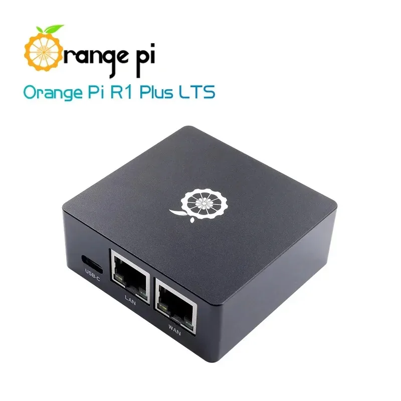 Glow Orange Pi R1 Plus LTS 1 GB RAM RK3328 SBC Single Board Computer Dual Gigabit OpenWrt montiert mit Metall Sot Ro