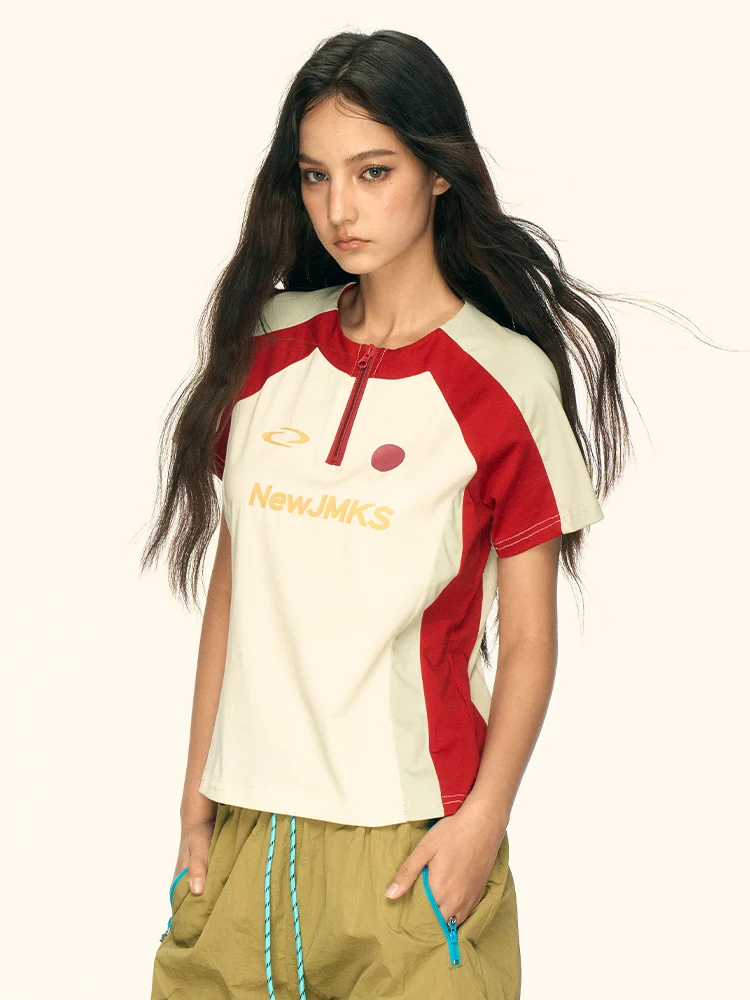 

Aaisup American Retro Color Blo oulder T-irt Women's Summer Design Versatile Slimming ort Sle Korean Loose Fit Cotton