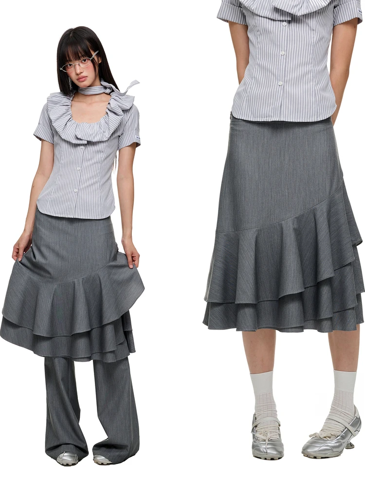 

JIKOO Low Waist f Skirt with Pleats Micro Flare Layerable Casual Sle A-Line Skirt for Women Ci Commuting Suitable