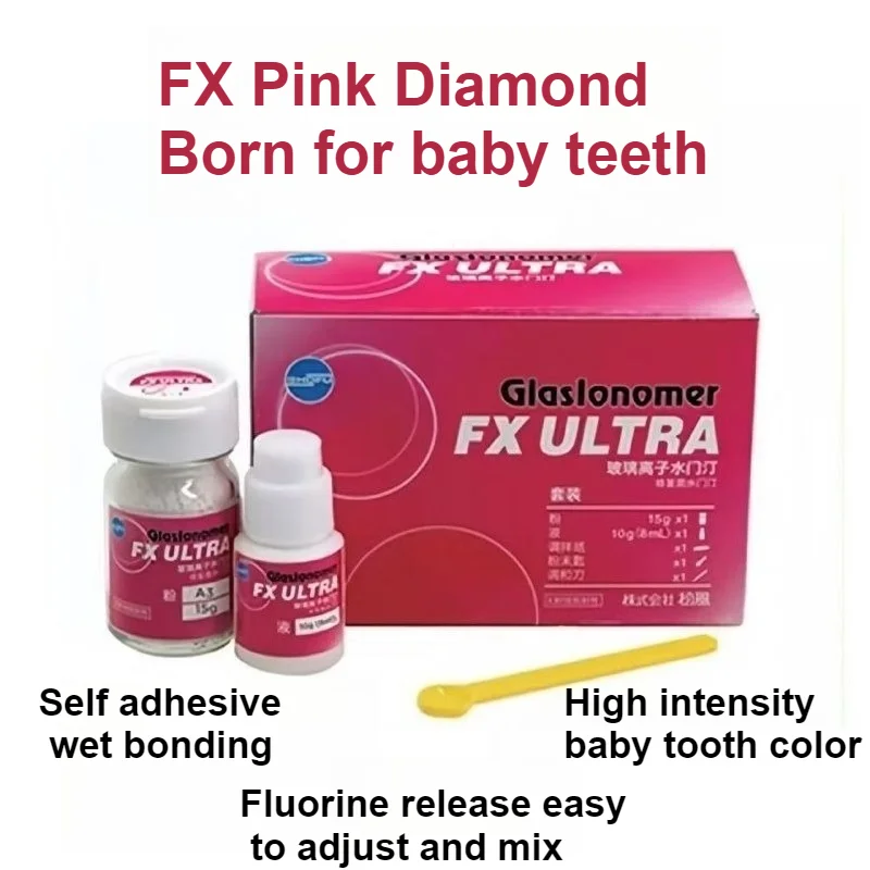 Dental Glass Ion FXULTRA Pink Diamond Restoration Glass Ion Cementine Baby Teeth Filling