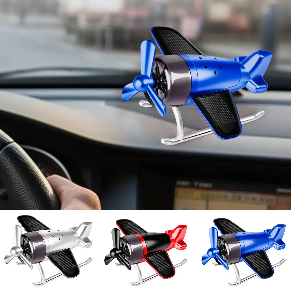 Creative Car Central Control Air Freshener Mini Solar Aircraft Decoration Car Perfume Air Freshener Fragrance Airplane Ornament