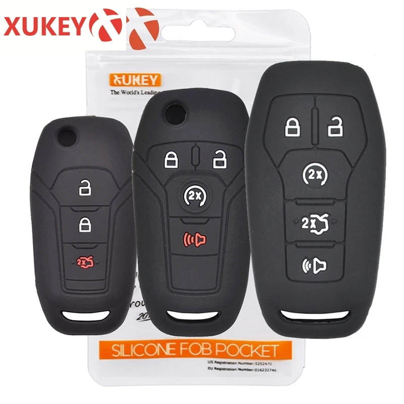 Silicone Key Case Fob For Ford F-150 F-250 Fiesta Ranger Fusion Mondeo Mustang S-Max Explorer Edge Remote Cover 2018 2019 2020