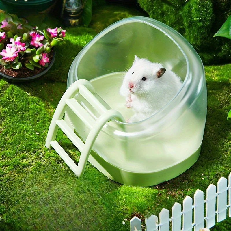 Yee Hamster Toilet, Ladder, Bathroom, Golden Hamster Bathtub with Anti-splash Function, Transparent Sand Bath House and Urinal