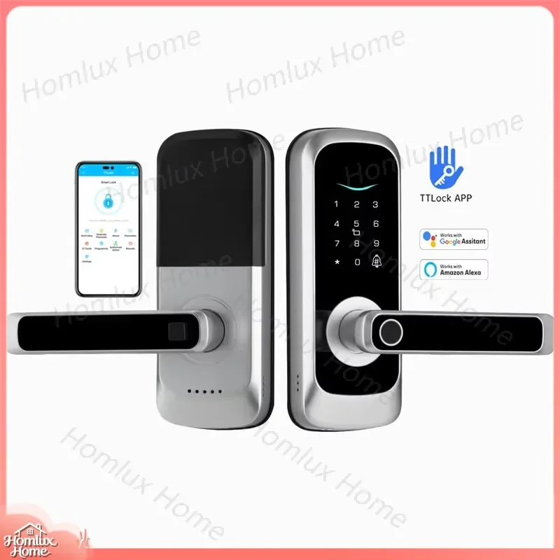 Smart Digital Door Lock with Fingerprint Password WiFi Bluetooth App Control Tuya TTLock Compatible Keyless Entry Electronic