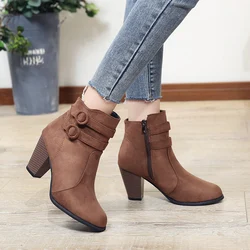 Boots Women Winter 2023 New Ankle Boots for Women High Heel Women Fashion Zipper Platform Boots Casual Bottines Botas Para Mujer