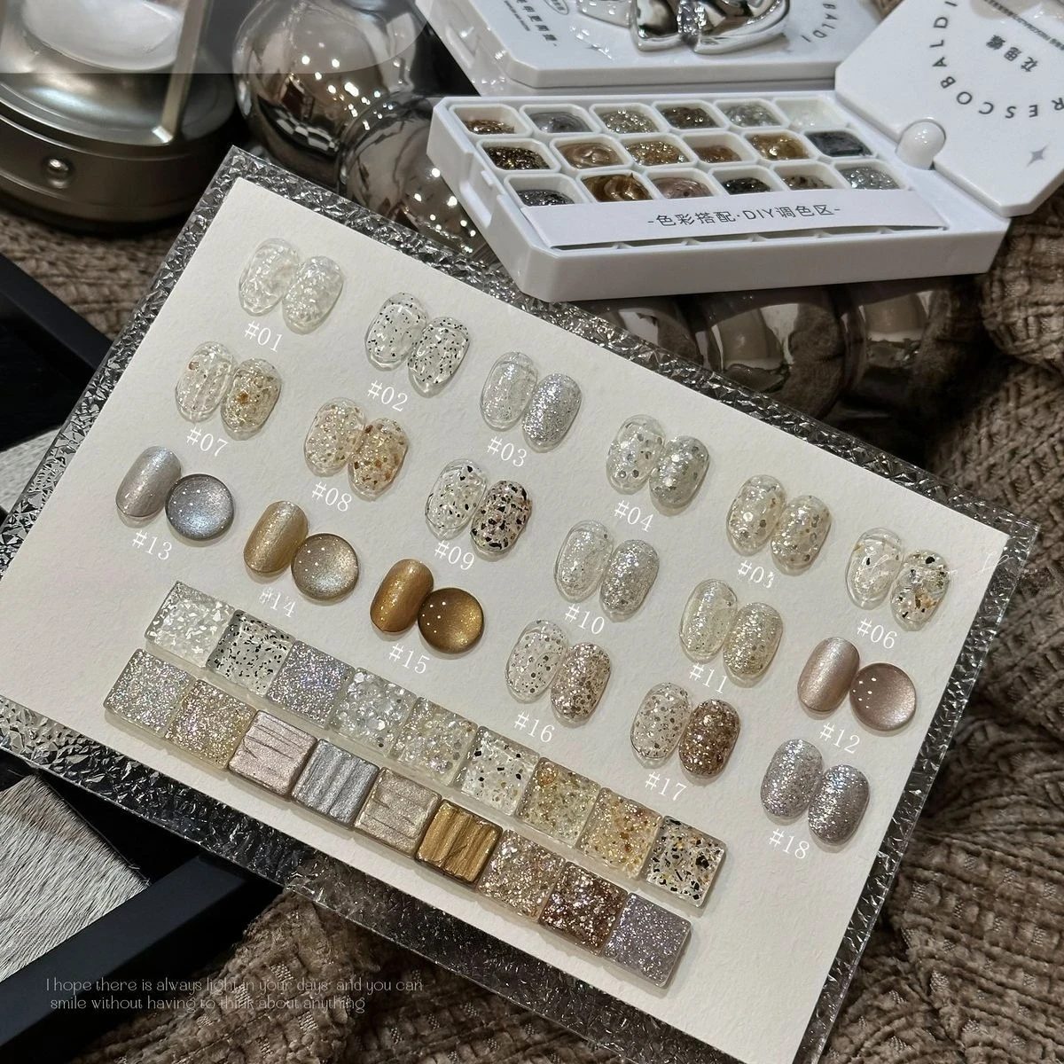 18 Farben Gold Glitzer Gel Nagellack Glänzende Nagelmaterialien Semi Permanent Soak Off UV/LED Gel Lacke Nail Art für Maniküre