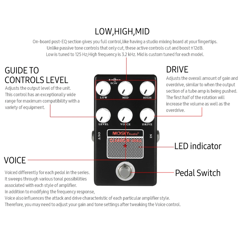 MOSKYaudio CLASSIC M-SHALL Speaker Simulator Cabinet Simulator Guitar Effect Pedal Speaker Simulation for Guitar Bass