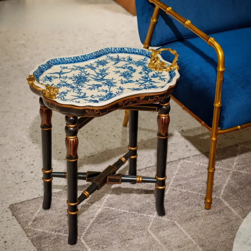 

Light Luxury High-end Ceramic Hand-painted Blue and White Several Household Living Room Study Corner Table Tray