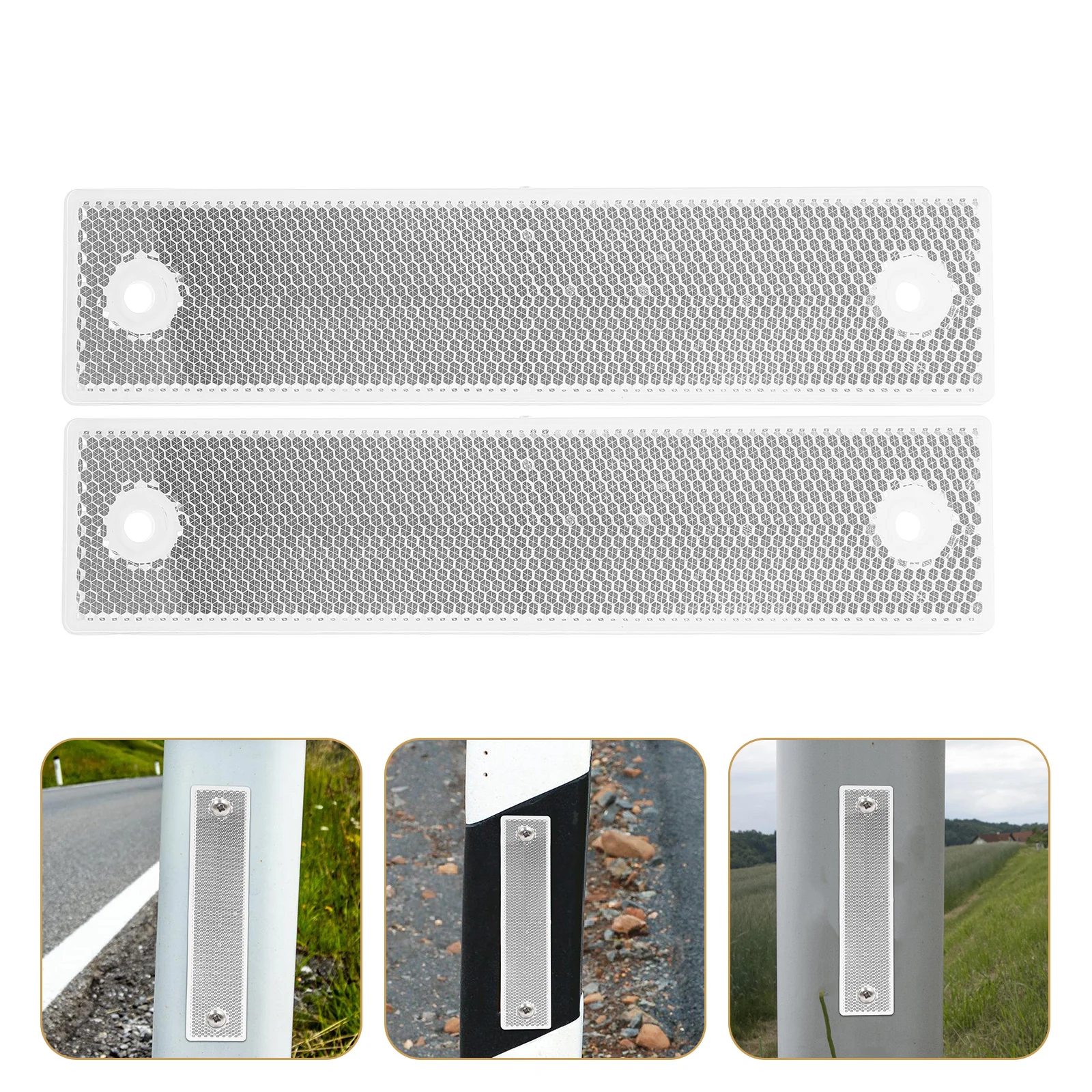 

2 Pcs Reflective Rectangular Highway Marker Sign Road Safety Guardrail Reflector