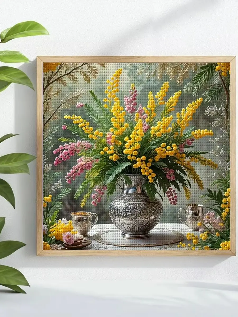 1 Stück 30x30 cm/11,8 Zoll Herbsttag Gestempeltes Kreuzstich-Set DIY-Kit 11/14/16CT DIY-Stickset DIY-Kreuzstich-Set – Detail 1