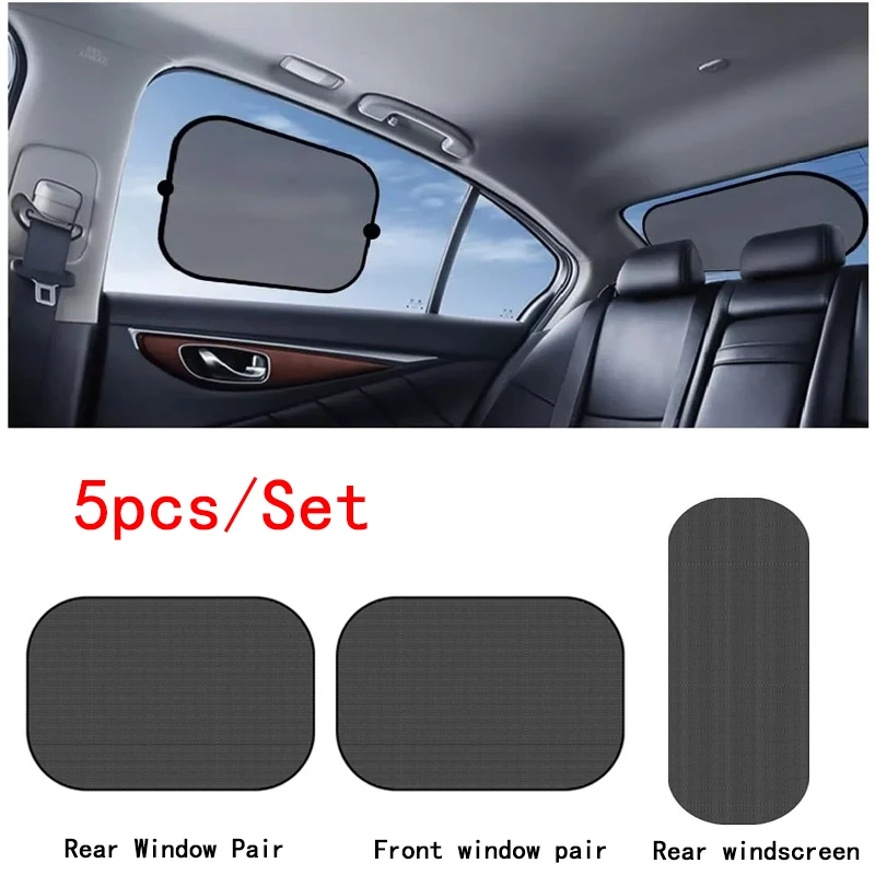 5PCS Car Window Sunshade Cover Block For Kids Car Side Window Shade Cling Sunshades Sun Shade Cover Visor Shield Screen