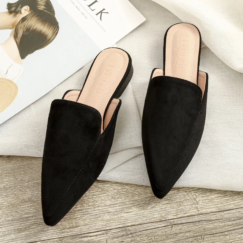 2022 Fall New Women\'s Mules Shoeless Half Slippers Sandals Loafers Ballet Flats Zapatos Mujer Calzado Women\'s Shoes 33-42