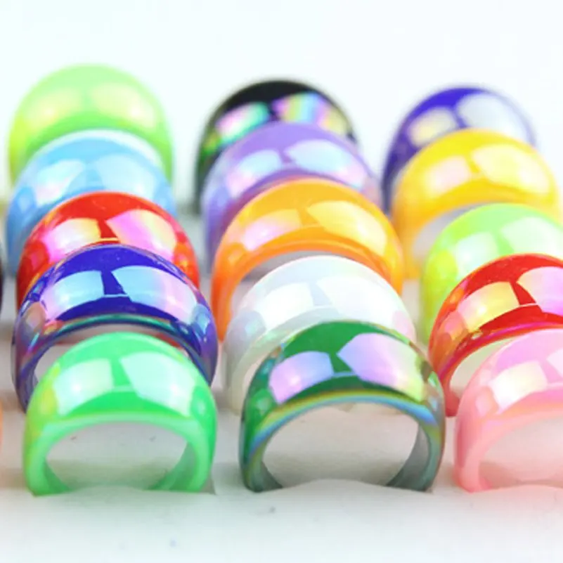 20pcs Women\'s Ring Candy Color Round Acrylic Resin Jewelry Rings for Girls Fashion Travel Jewelry Gifts