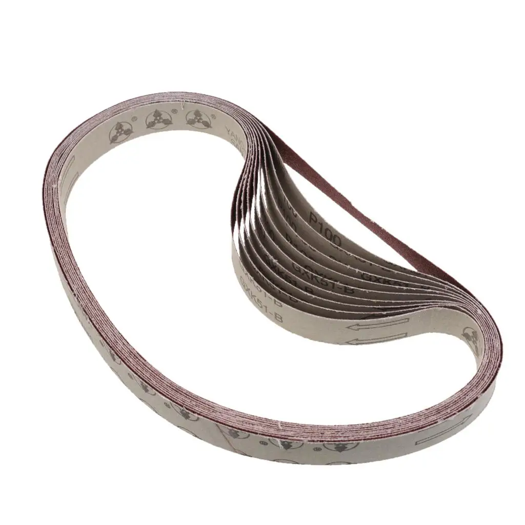 10 Buah Sabuk Pengamplasan Abrasif 36-600 Grit 25X762Mm Penggiling Sander Pekerjaan Kayu