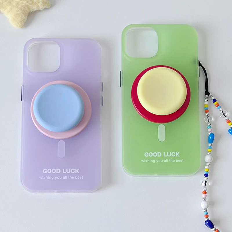 لطيف ملون الوردي حامل مغناطيسي مستدير قبضة توك Griptok حامل هاتف حامل دعم آيفون 17 16 للوحة Magsafe الذكية توك