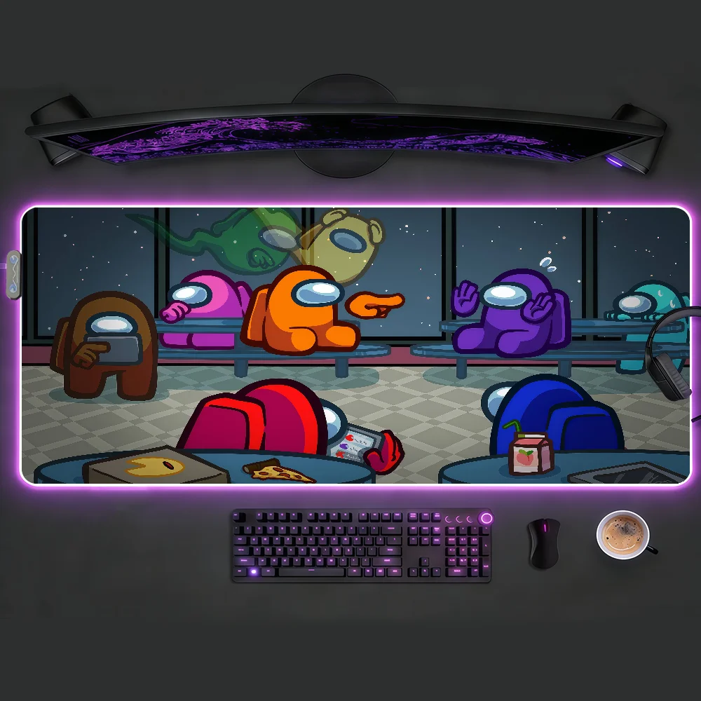 

Коврик для мыши RGB LED, нескользящий, резиновый, для геймеров, A-AmongES U-Us, большой, для компьютера и офиса, для клавиатуры