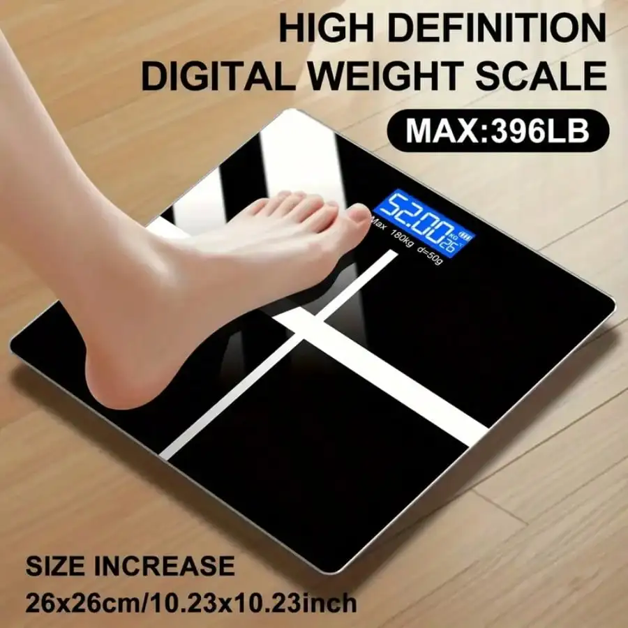 High-Precision Digital Bathroom Scale - 396.8 Lbs/180kg Capacity, Electronic Body Weight Scale With Extra-Wide Platform, Large LCD Display, Battery Powered (Batteries Not Included), Ideal For Home Use, Gym & Bathrooms, Perfect Gift For Family,