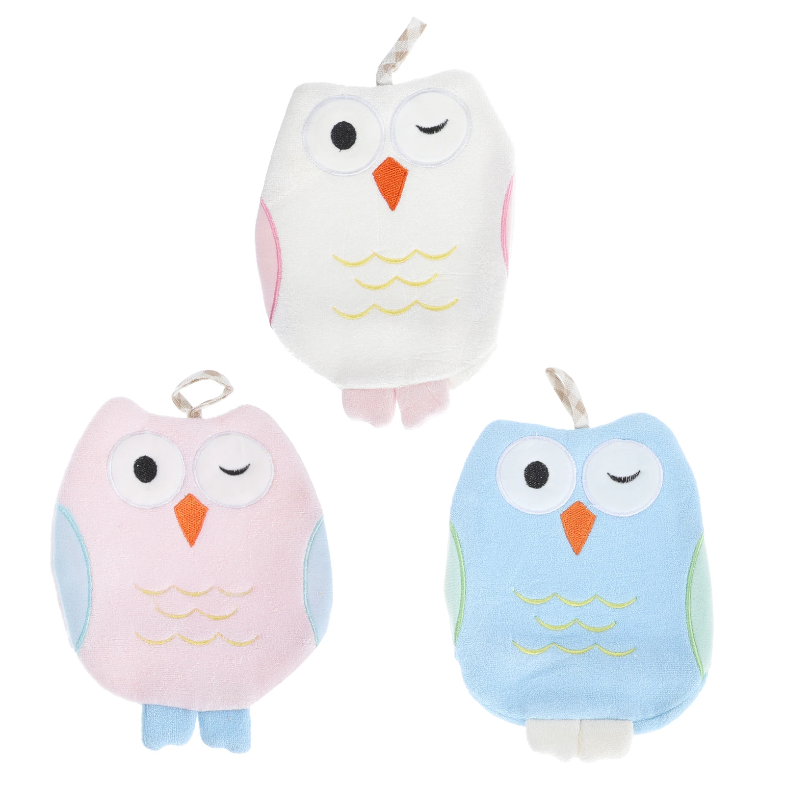 

3pcs Owl Bath Gloves Bamboo Fiber Cartoon Shower Mittens Body Cleaning Scrubbers s Bathing Supplies Travel Friendly