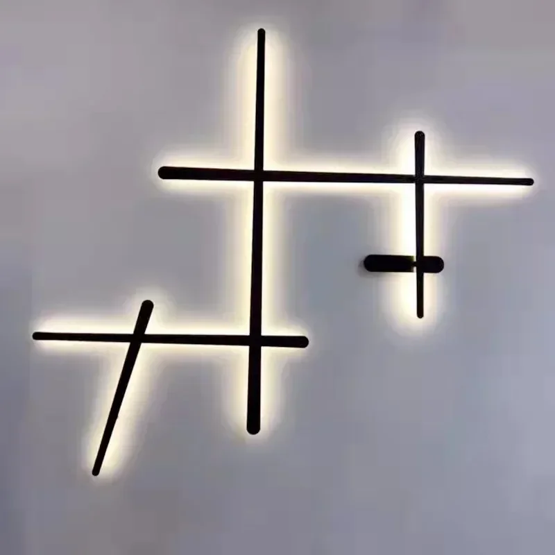 SANDYHA Nordic Minimalist LED Wall Lamp Line Design Background Light for Bedroom Living Room Bedside Home Decoration Lighting