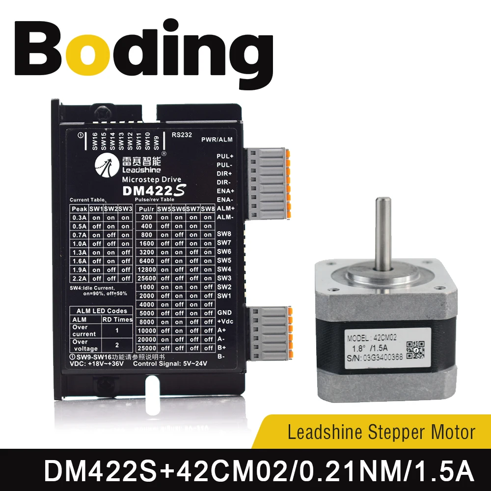 Boding Nema17 Leadshine 42cm02 0.21nm 1.5a 2 Phase Stepper Motor Shaft Diameter 5mm And Stepper Driver Dm422s